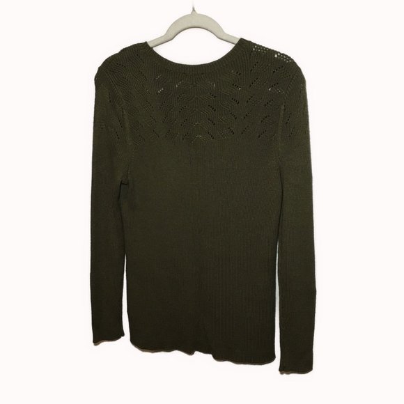 Talbots Olive Green/Brown Sweater-- Size LP - Picture 6 of 8